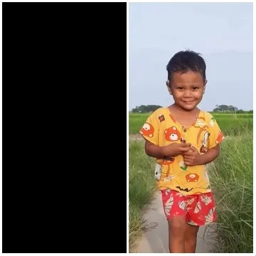 Child on Path with Colorful Shirt