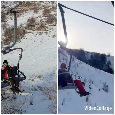 Ski Lift Views in Snowy Landscape