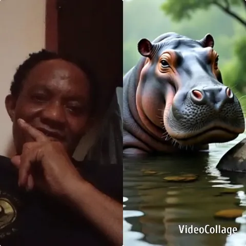 Chin Resting Beside Hippopotamus Scene