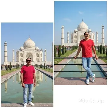 Person at Taj Mahal in Red Shirt