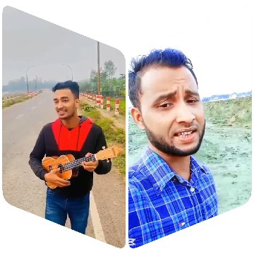 Man with Ukulele and Rural Selfie