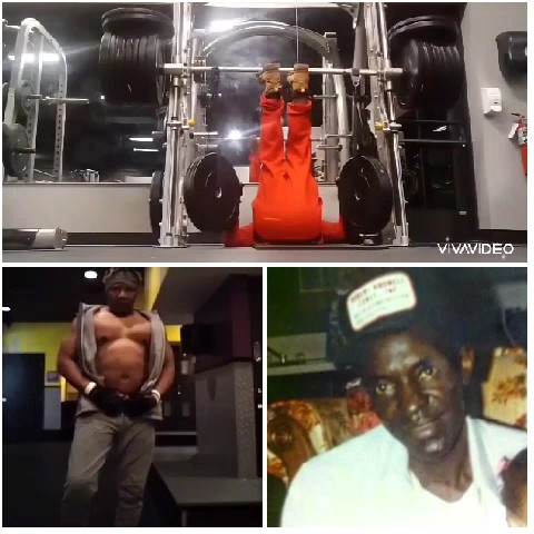 Upside Down Gym Pose and Flexing