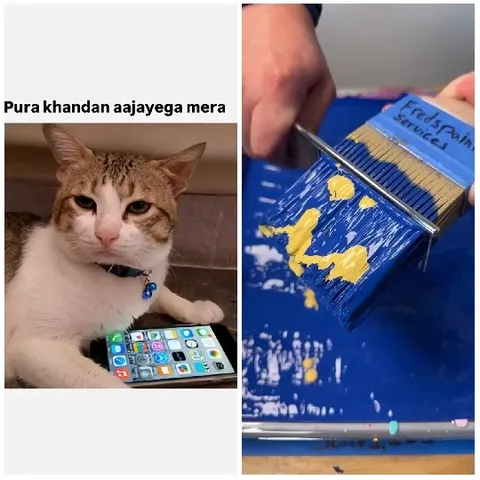 Cat with Smartphone and Paintbrush