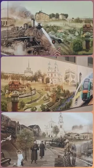 Three Mural Scenes of Trains