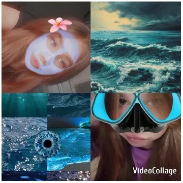 Person with Masks and Ocean Images