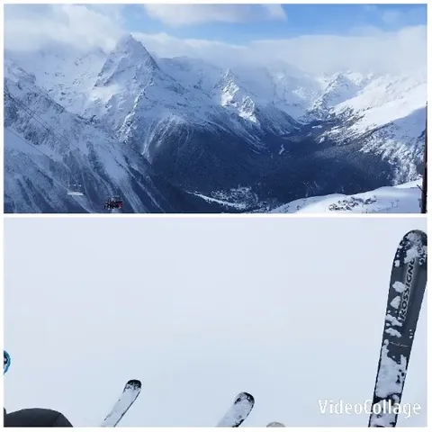 Snowy Mountain Range with Skis