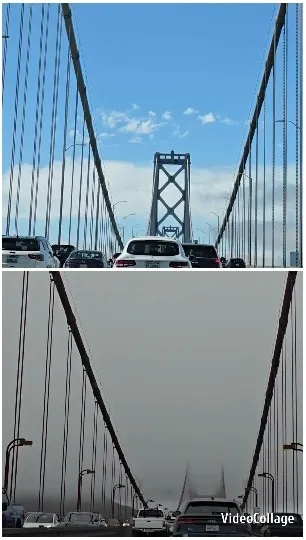 Suspension Bridge in Clear and Fog