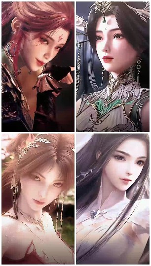 Four Fantasy Characters Displayed