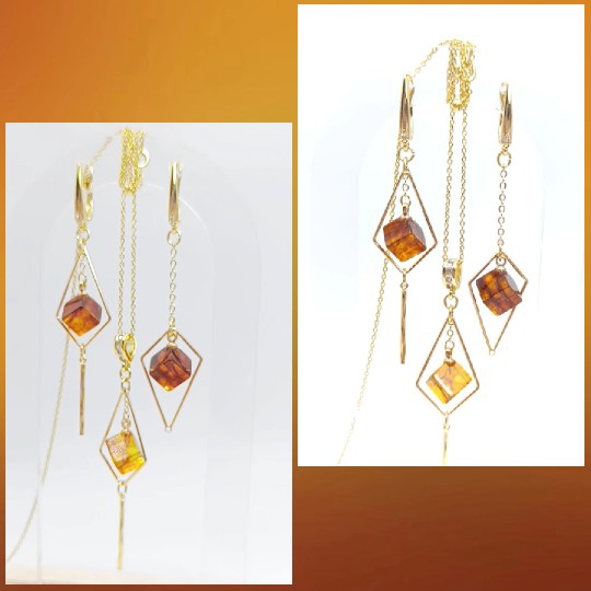Geometric Gold Earrings Display