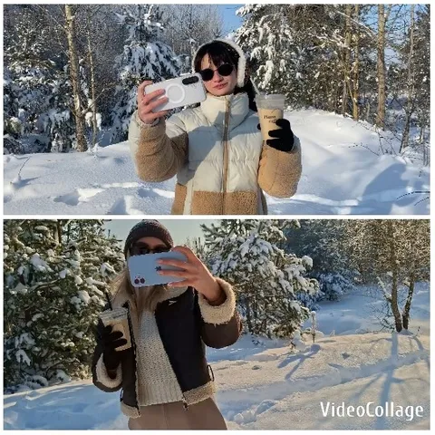 Selfies in Snowy Landscape