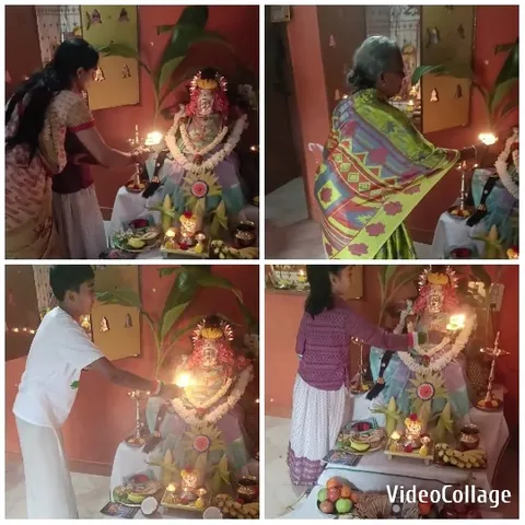Traditional Ritual Indoors with Deity Statue