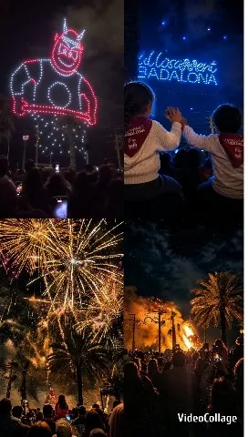Colorful Light Display and Fireworks