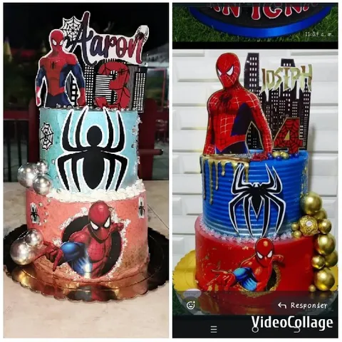 Two Colorful Spider-Man Cakes