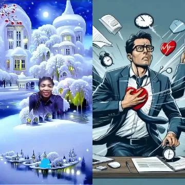 Whimsical Winter Scene and Businessman