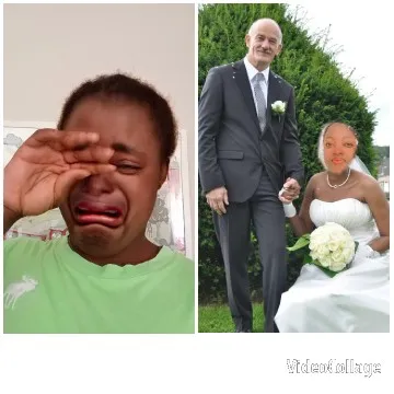 Crying Person with Wedding Couple