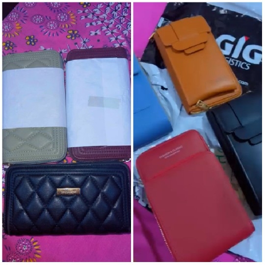 Wallets Displayed on Floral Fabric