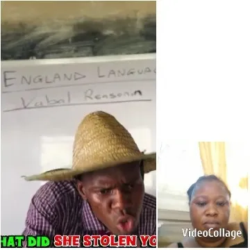 Person with Straw Hat and Video Call