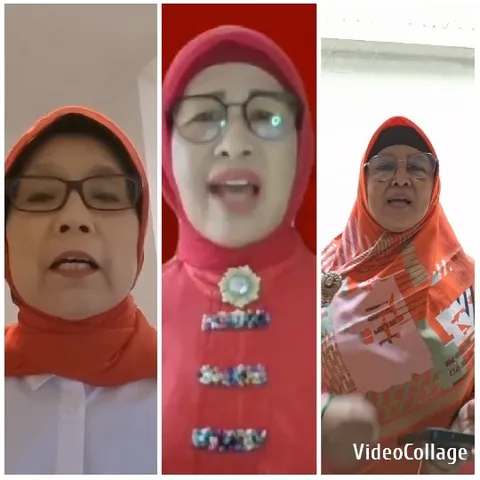 Women in Red Hijabs Speaking or Singing