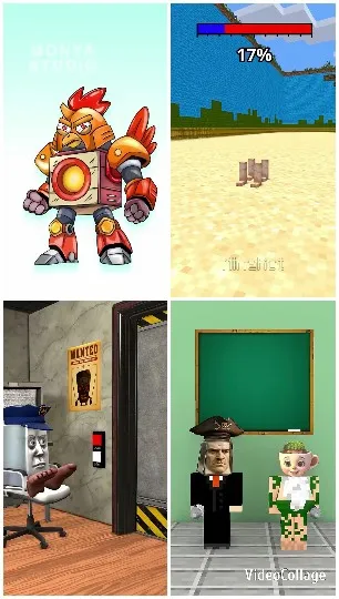 Colorful Robot and Video Game Scenes