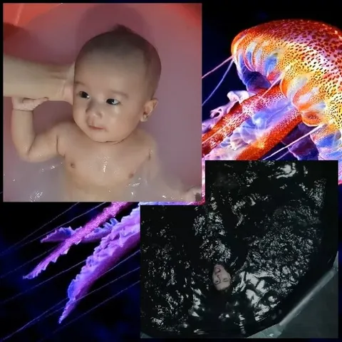 Baby Bathed and Colorful Jellyfish