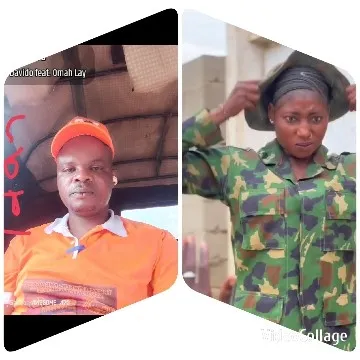 Person in Orange Shirt and Camouflage