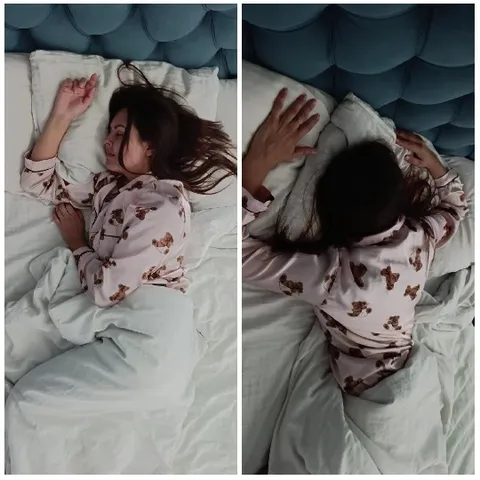 Woman in Bed with Butterfly Pajamas
